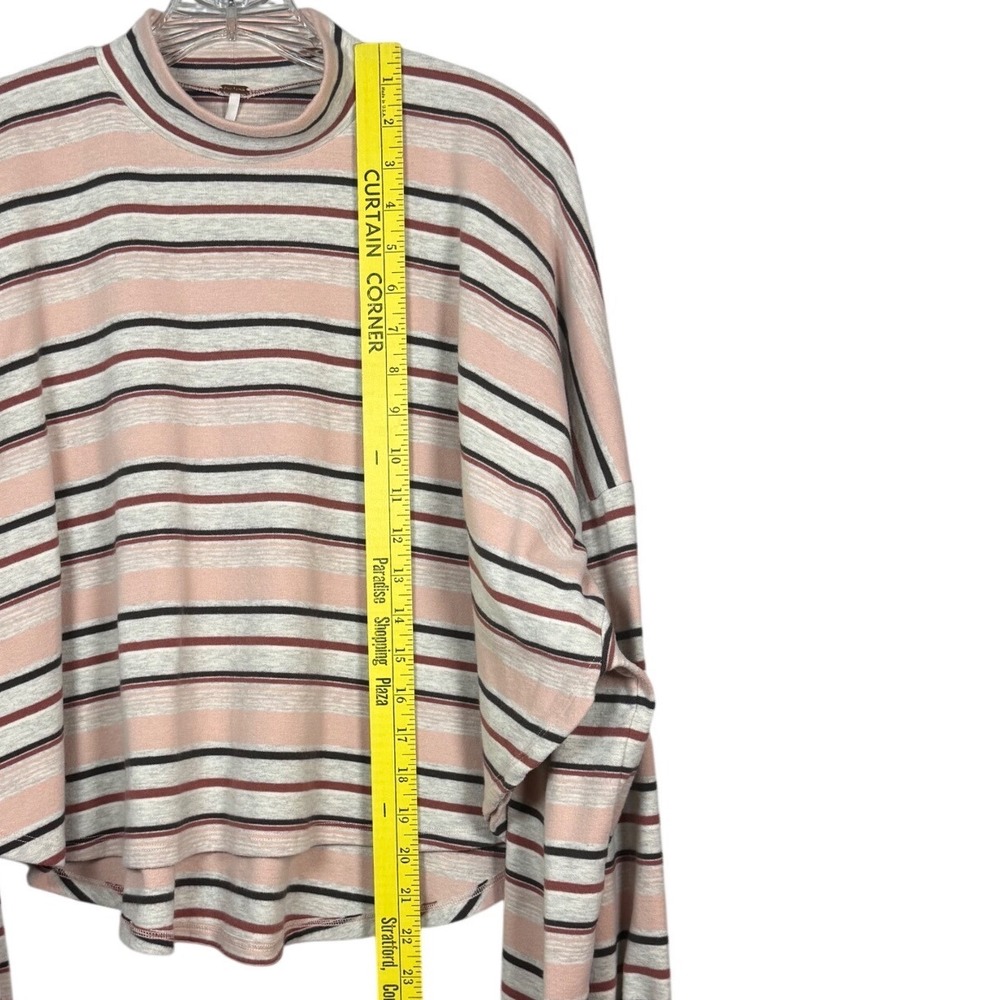FREE PEOPLE Women's Steph Stripe Mock Neck Shirt Neutral Combo Size Medium - Picture 5 of 7